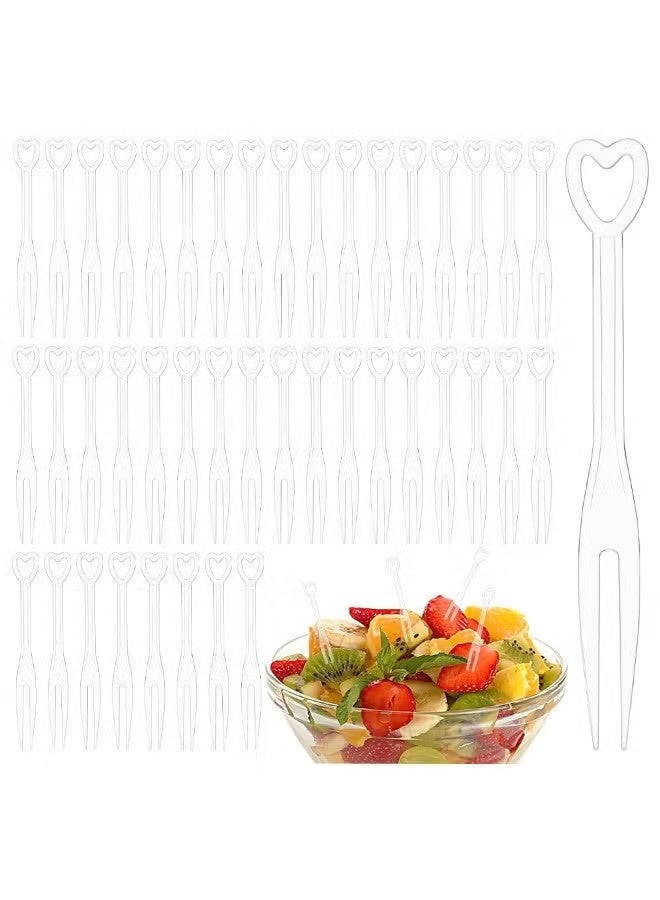 100PCS Disposable Plastic Fruit Forks, Mini Cake Forks Tasting Appetizer Cocktail Forks Picks Small Dessert Food Picks Sticks - Image 1